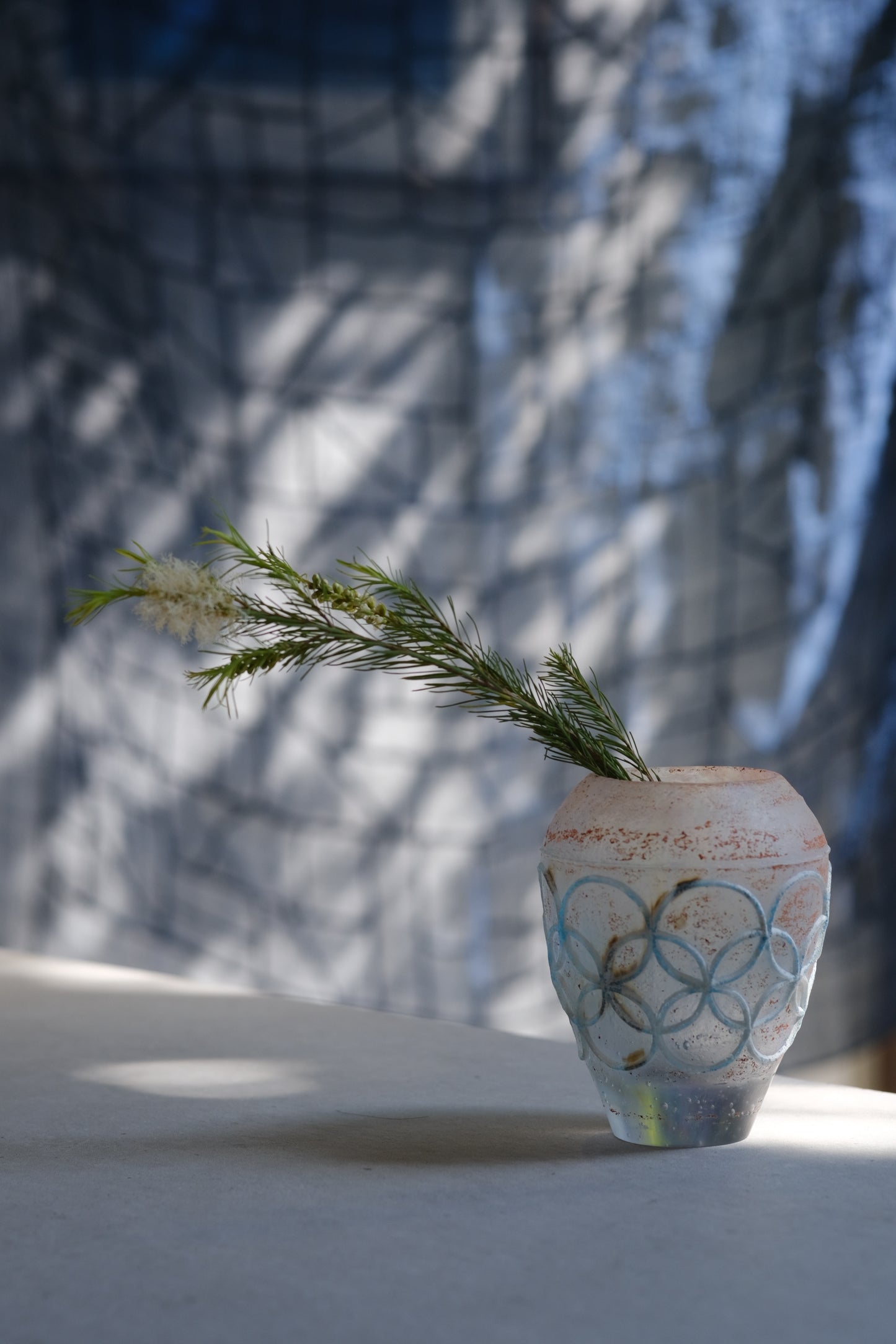 韓國 ”pojagi”幾何古拼布ー藍染方形