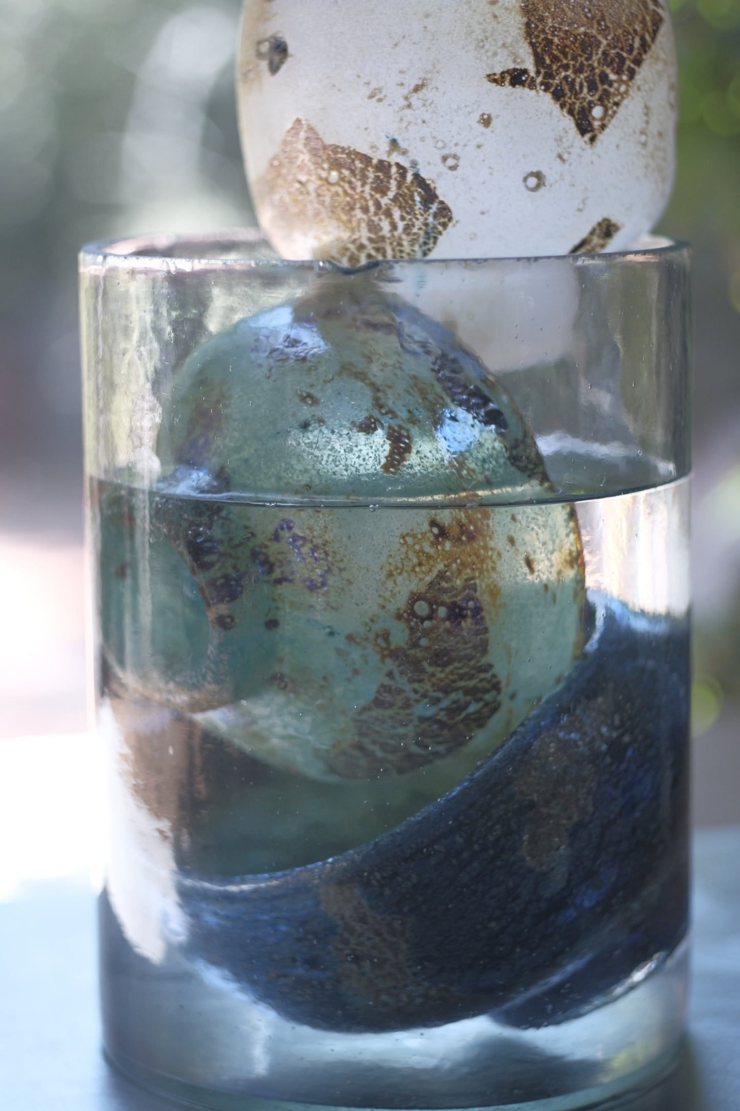 辻野剛 "abyss"玻璃茶碗 - 青綠08