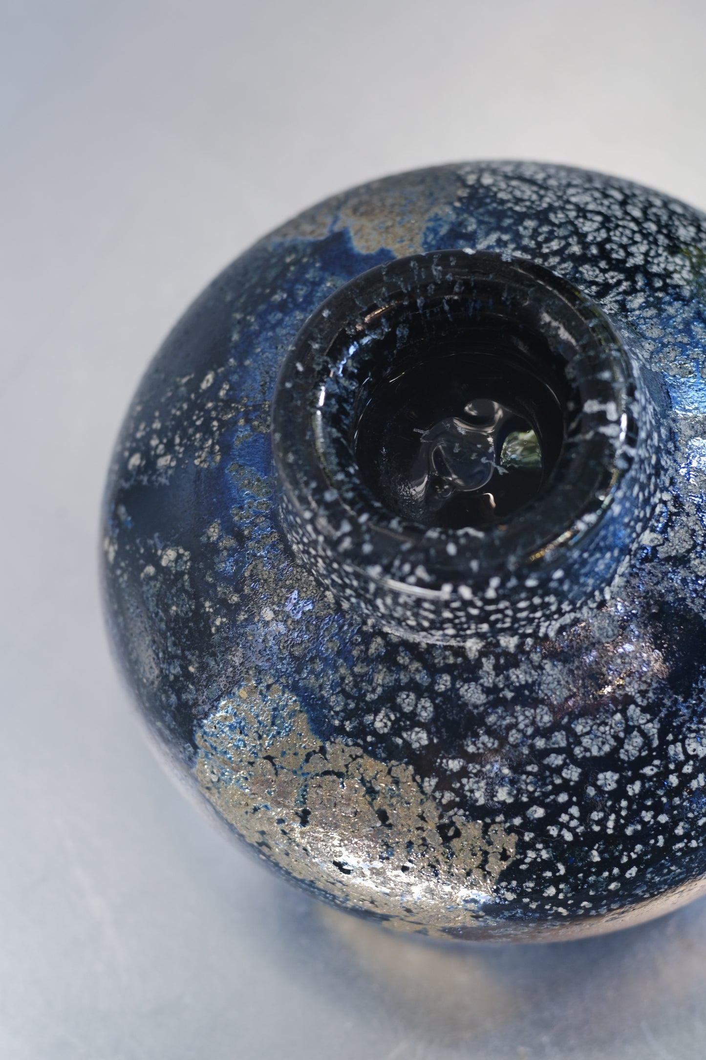 辻野剛 "abyss"玻璃茶碗 - 墨藍13