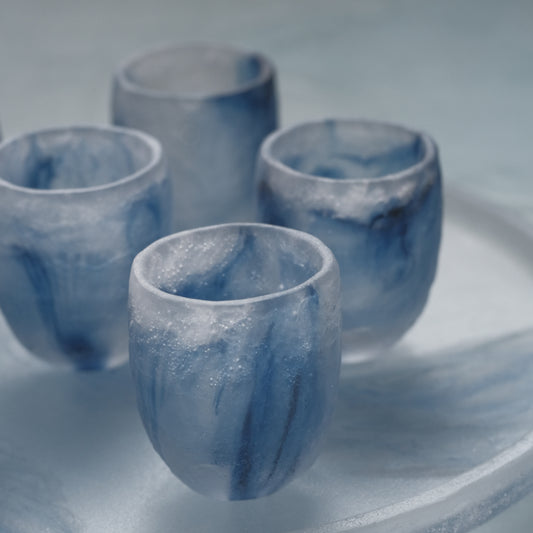 佐藤幸惠 鑄造玻璃茶杯-海藍