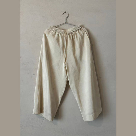 任飢餓-⽶色⾃然漸變真絲古布直筒褲