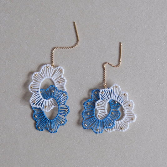 風花 fuuka. 環珠花廓耳環:::湖:::