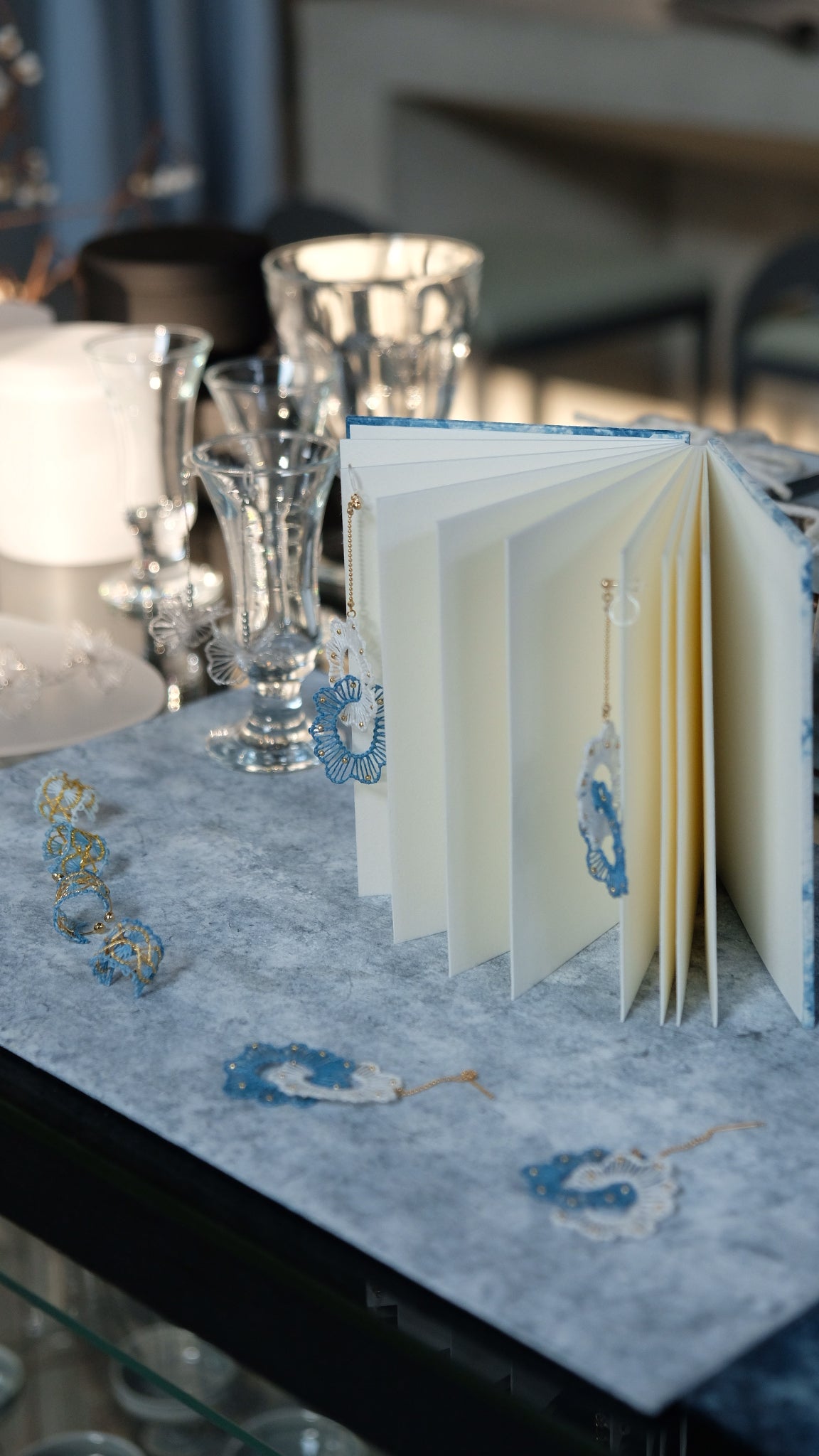 風花 fuuka. 環珠花廓耳環:::湖:::