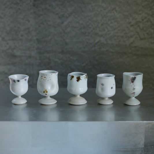 楊育睿 蘭・らん 瓷土瓣形高足茶杯(有斑) 1-5