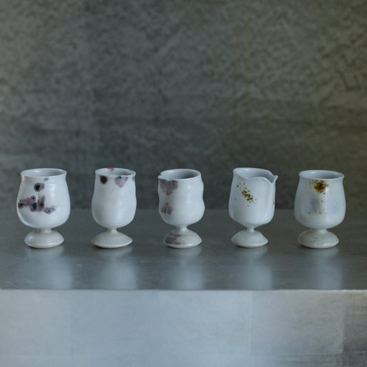 楊育睿 蘭・らん 瓷土瓣形高足茶杯(有斑) 6-10