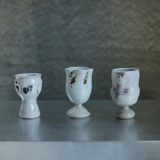 楊育睿 蘭・らん 瓷土瓣形高足茶杯(有斑) 11-13