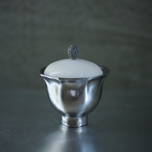 蔡宜芳 瓷土蓋碗(白銀)