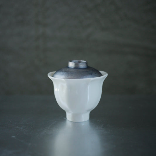 蔡宜芳 瓷土蓋碗(銀白)