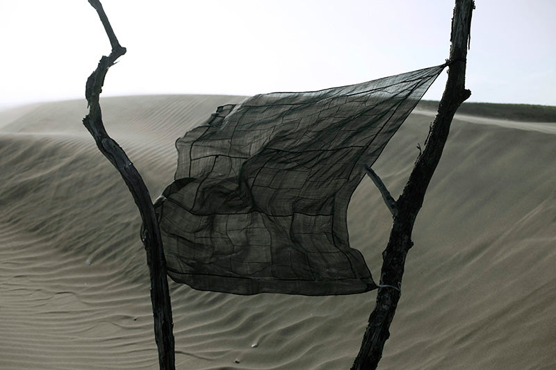 韓國 ”pojagi”幾何古拼布ー純麻墨黑