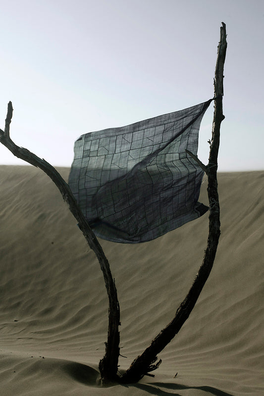 韓國 ”pojagi”幾何古拼布ー純麻藍染