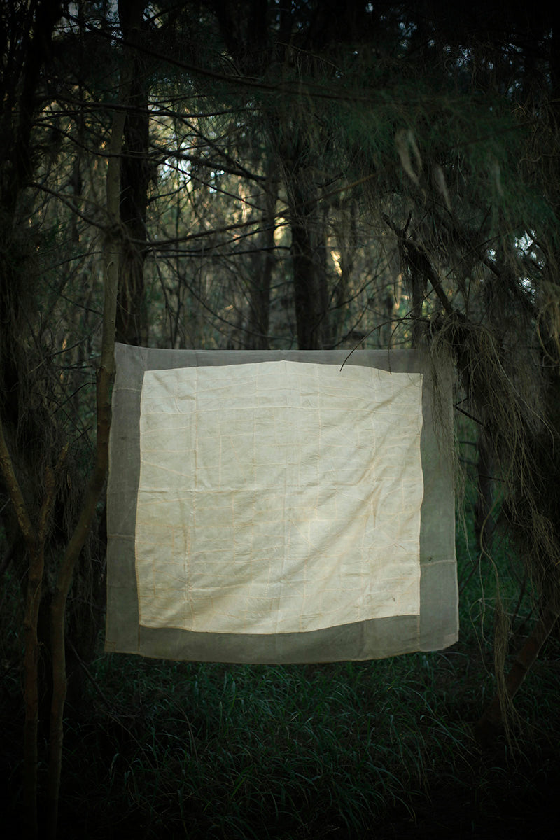 韓國 ”pojagi”幾何古拼布ー純麻桜鼠