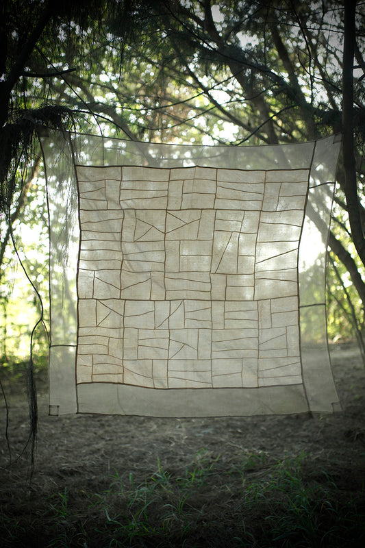 韓國 ”pojagi”幾何古拼布ー純麻桜鼠