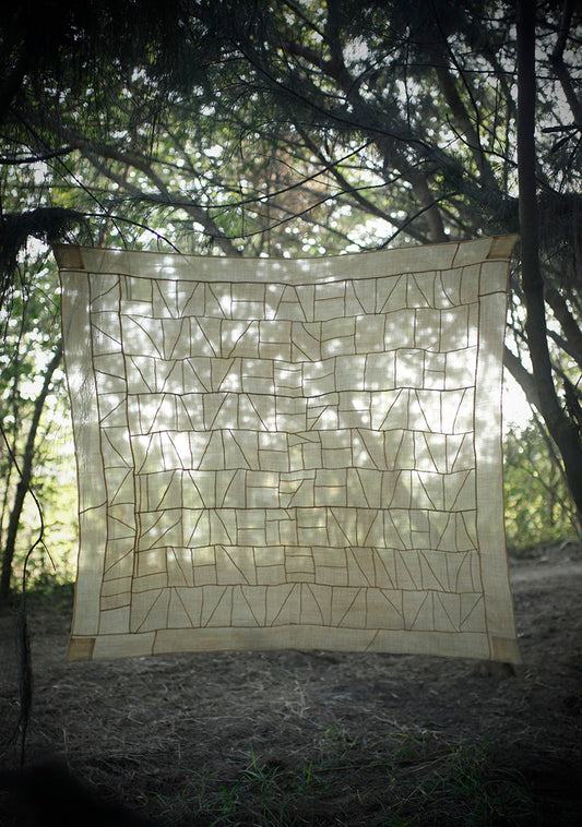 韓國 ”pojagi”幾何古拼布ー苧麻芥子