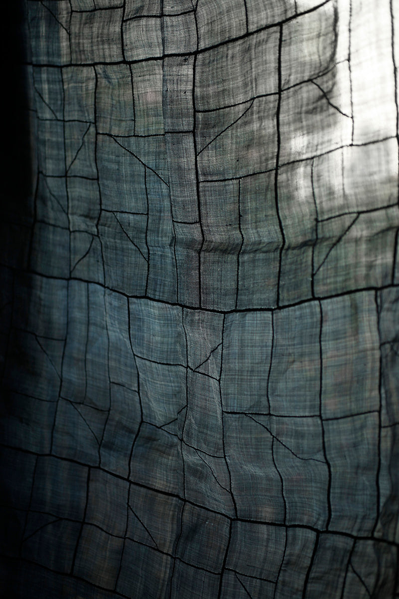 韓國 ”pojagi”幾何古拼布ー純麻藍染