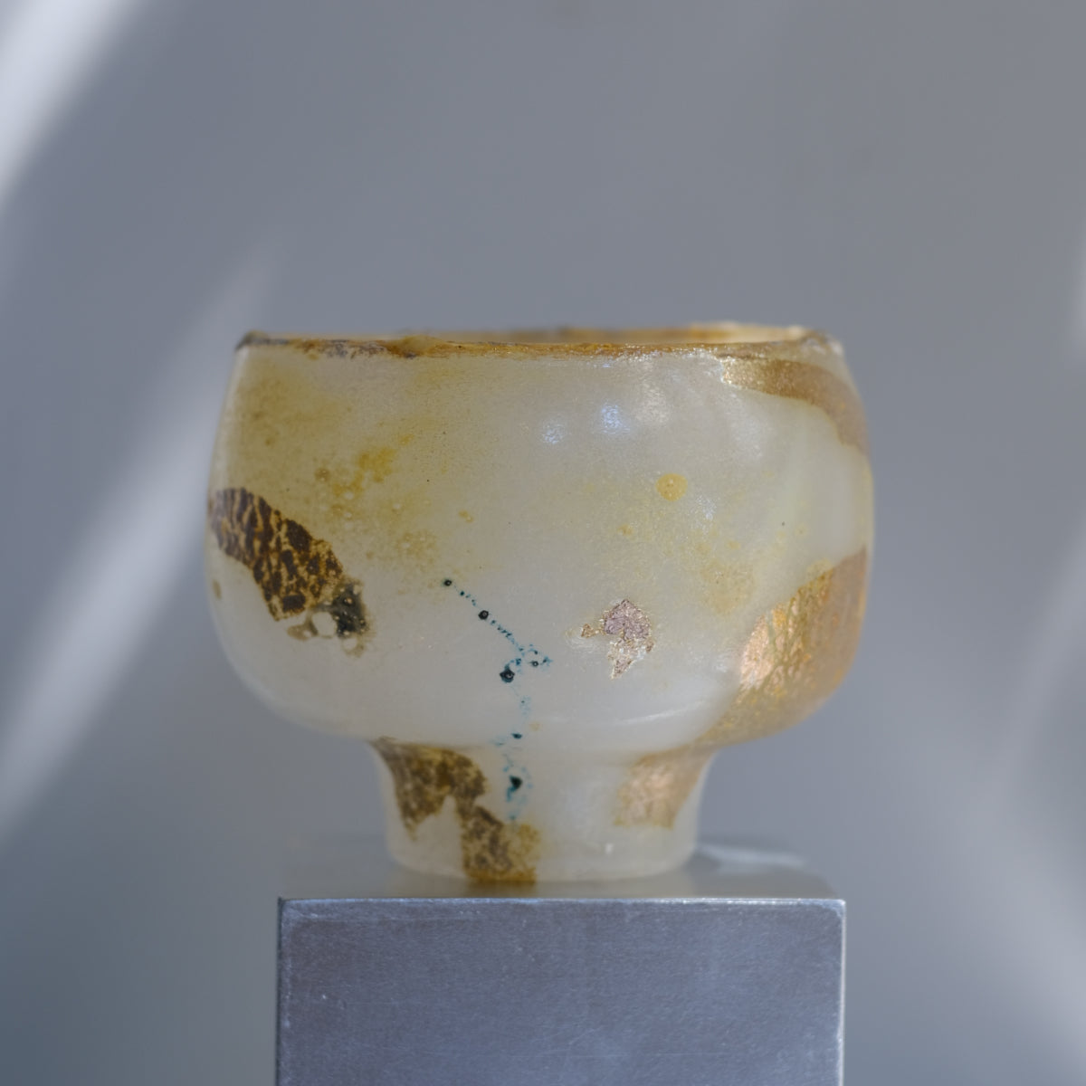 辻野剛 "abyss"玻璃茶碗 - 米白01