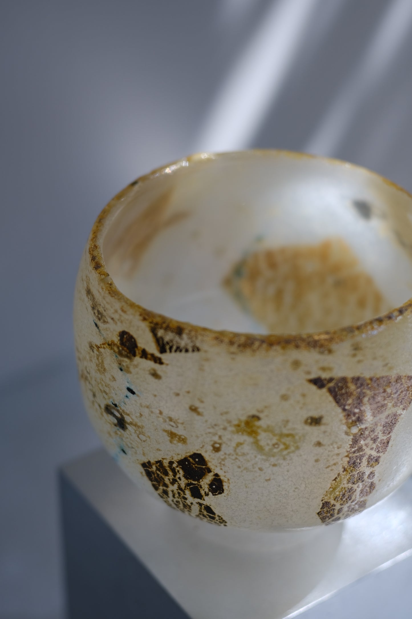 辻野剛 "abyss"玻璃茶碗 - 米白02