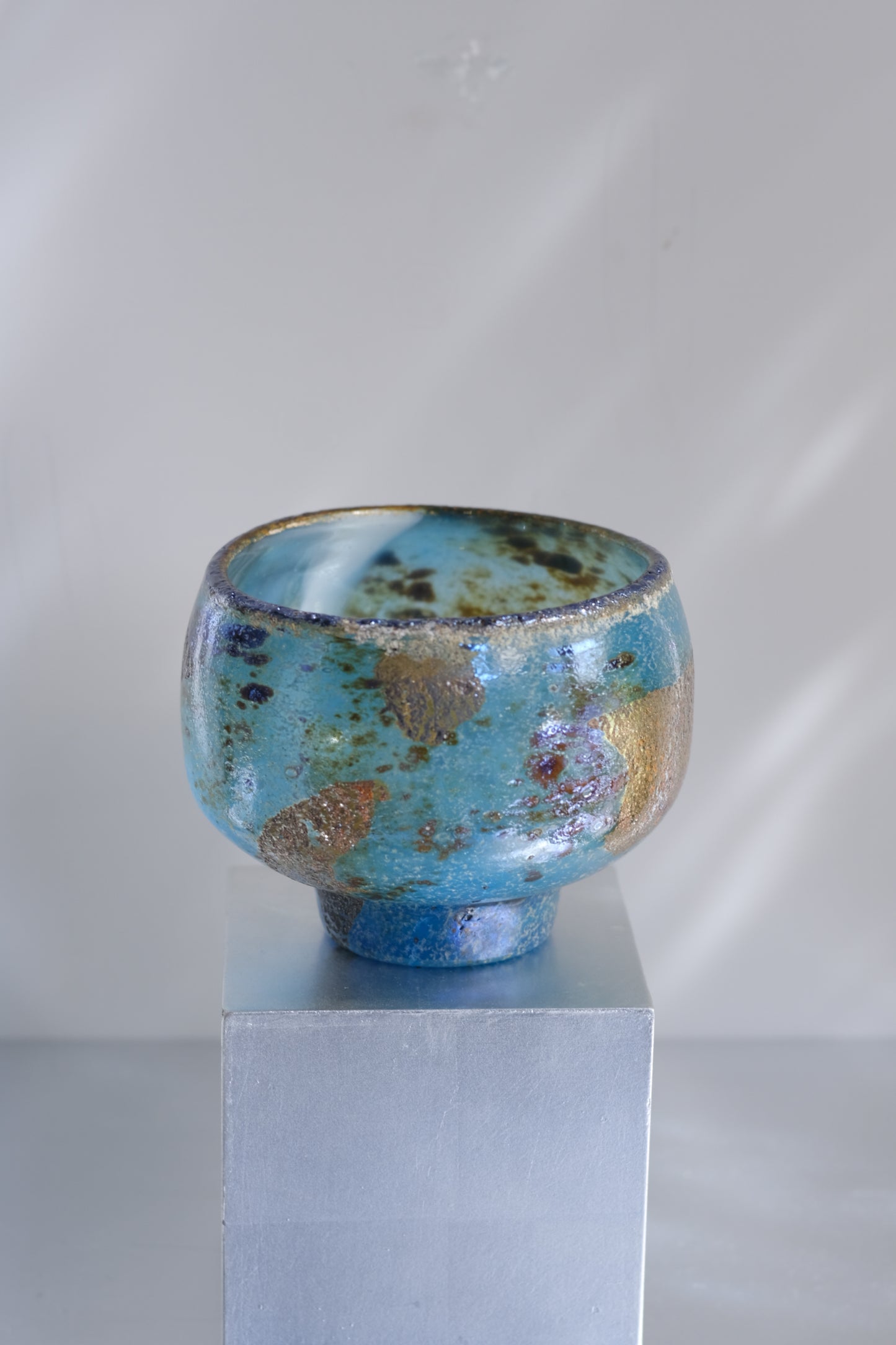 辻野剛 "abyss"玻璃茶碗 - 湛藍06