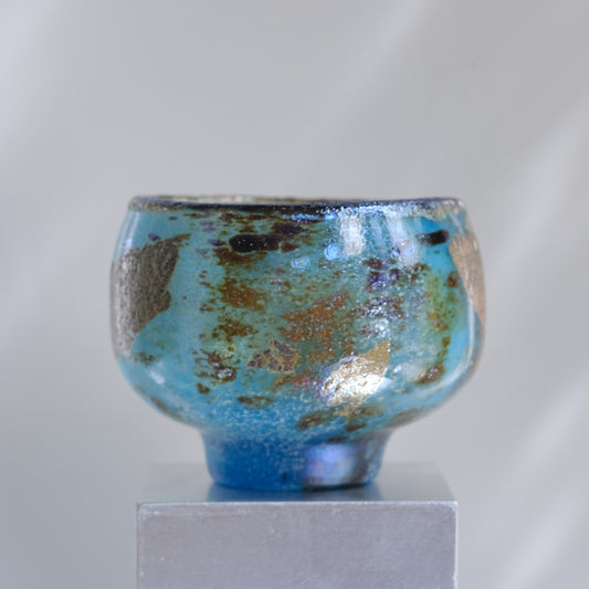 辻野剛 "abyss"玻璃茶碗 - 湛藍06