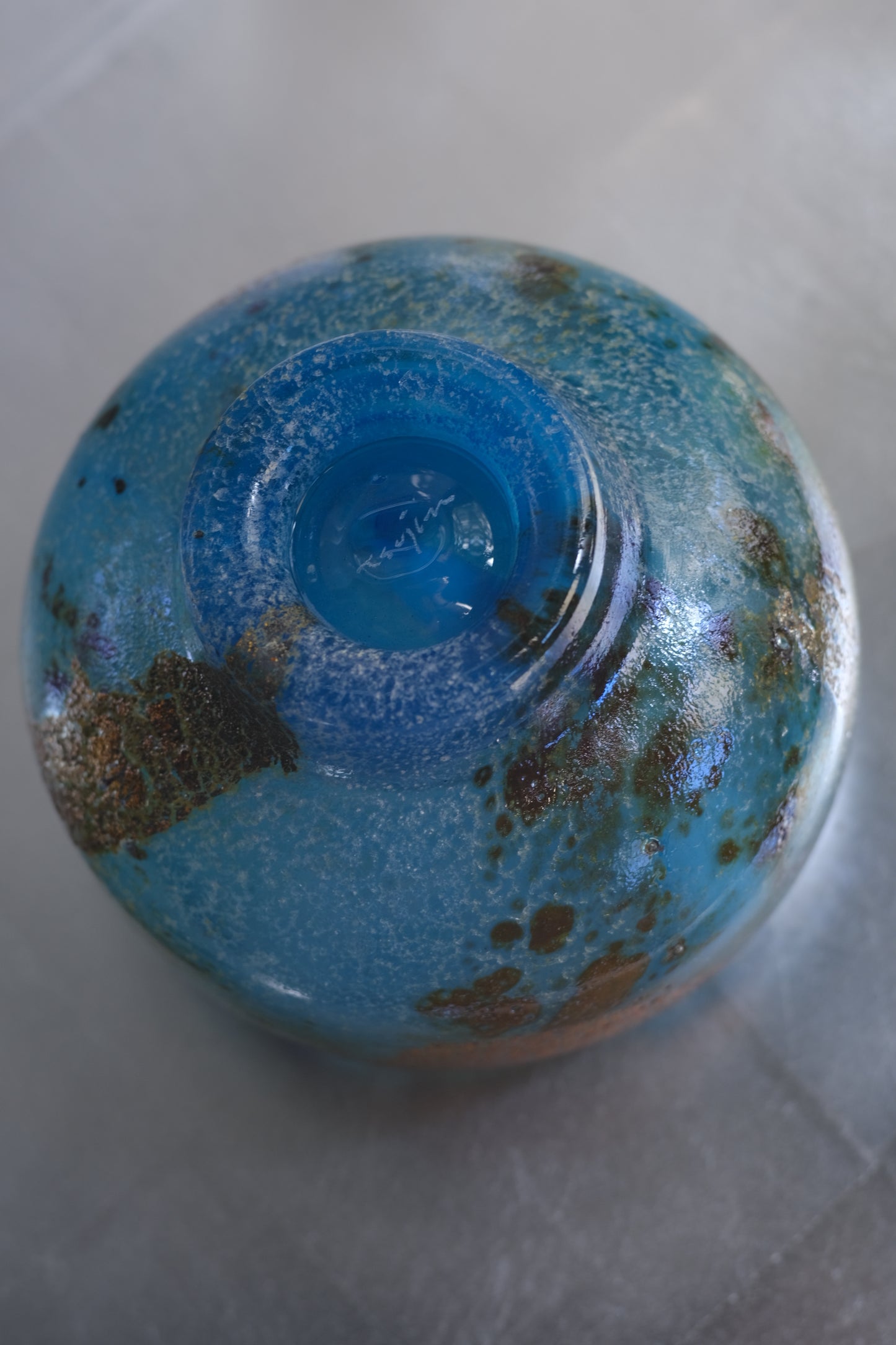 辻野剛 "abyss"玻璃茶碗 - 湛藍06