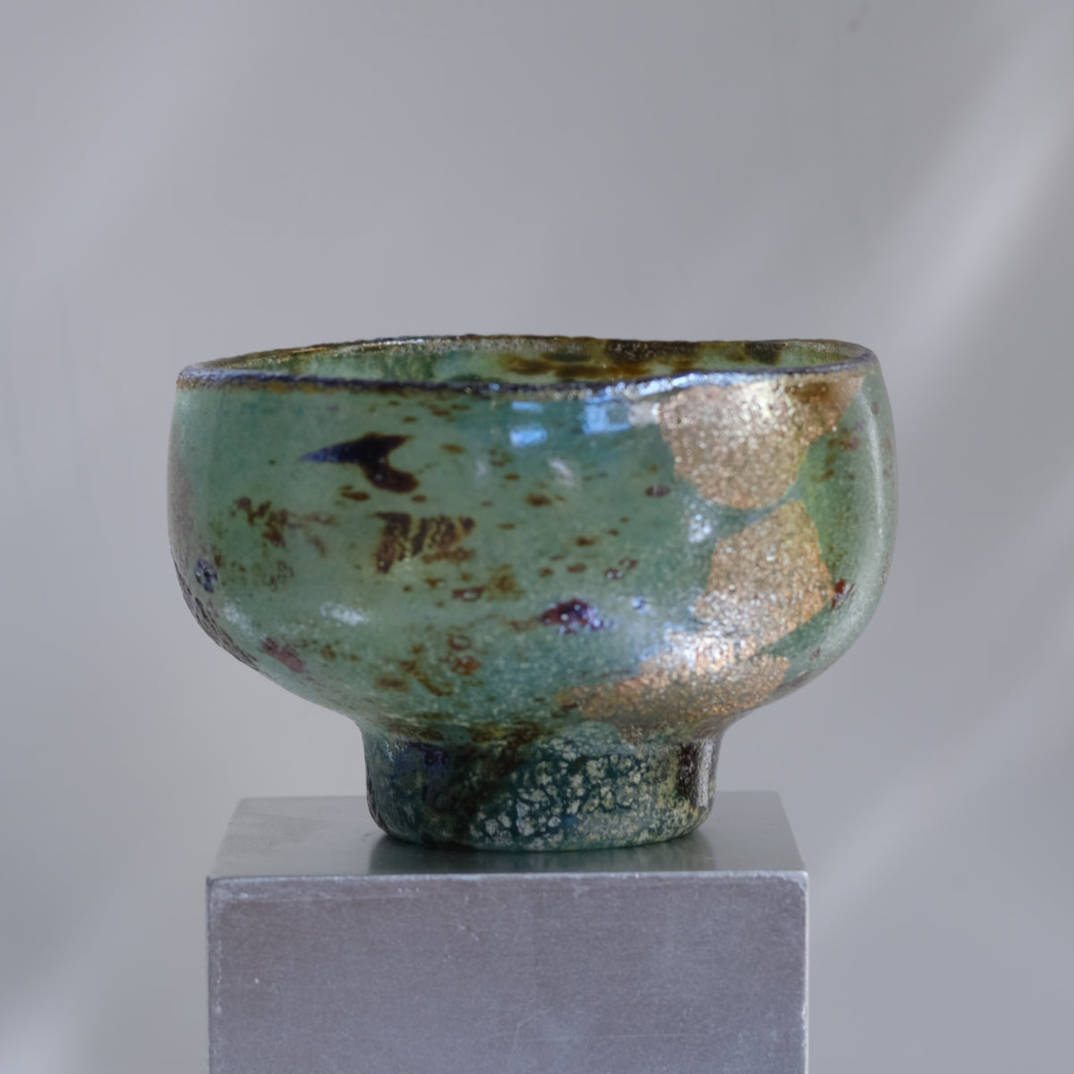 辻野剛 "abyss"玻璃茶碗 - 青綠07