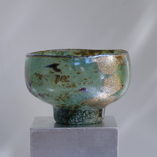 辻野剛 "abyss"玻璃茶碗 - 青綠07