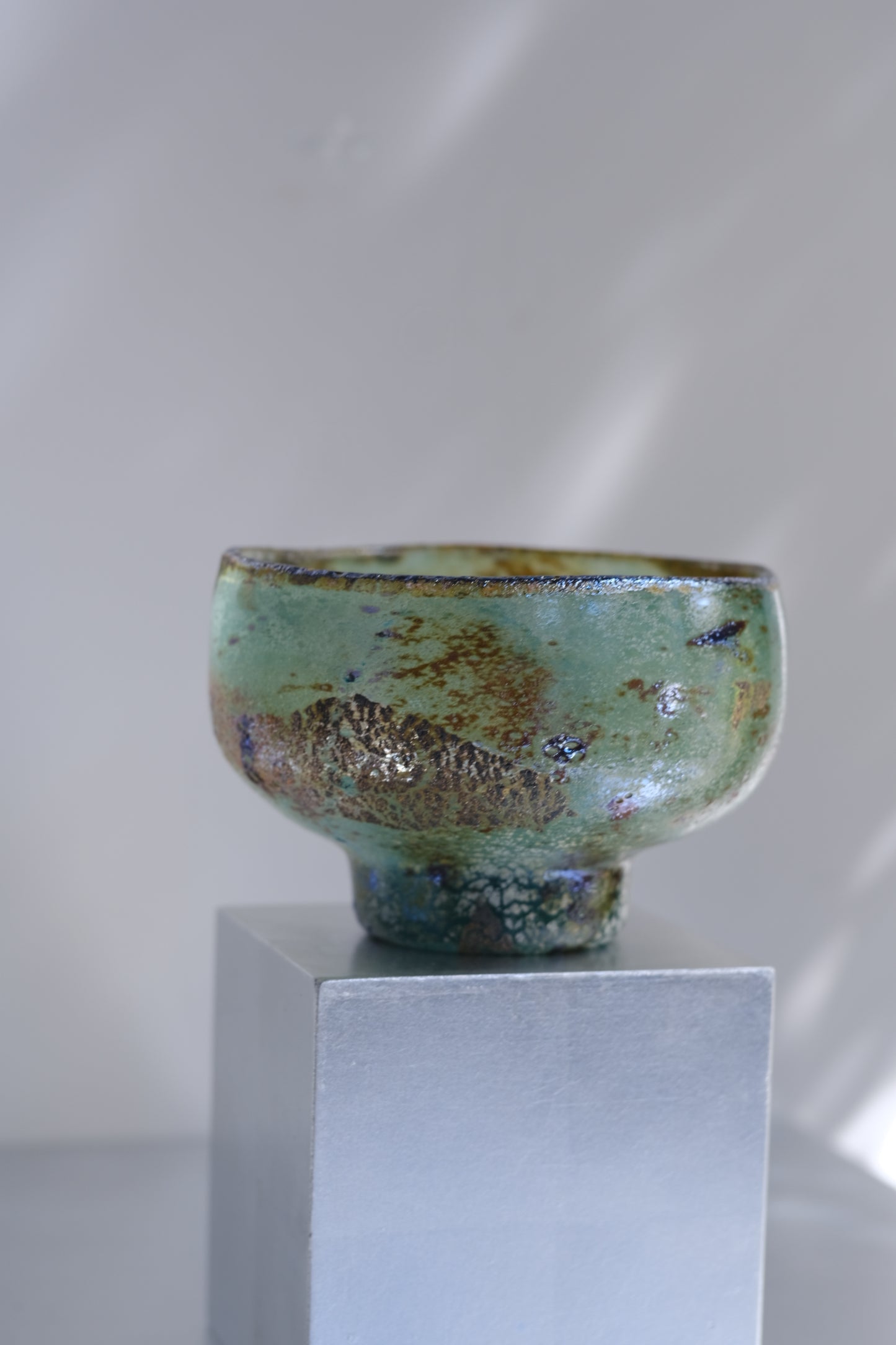 辻野剛 "abyss"玻璃茶碗 - 青綠07