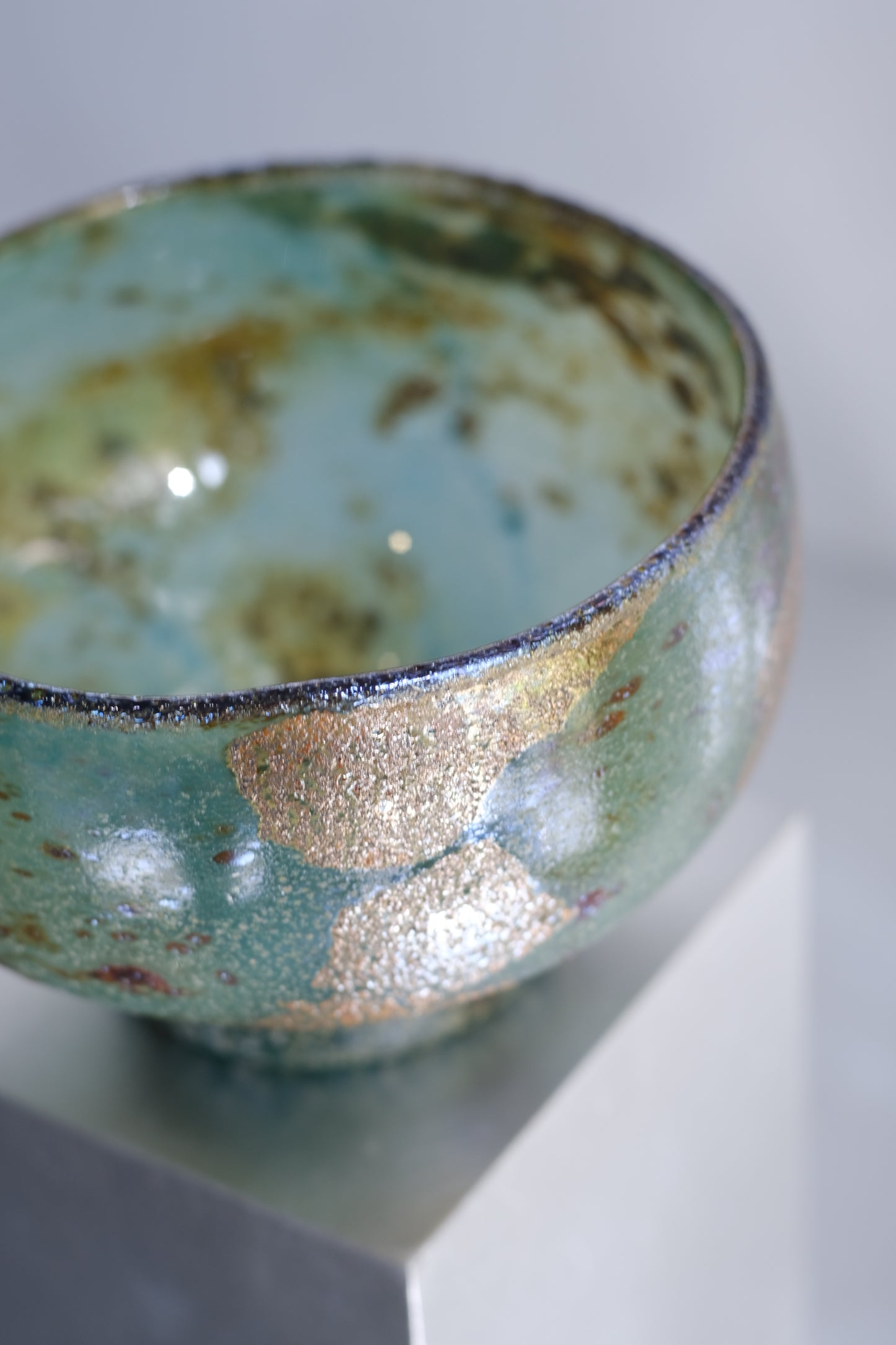 辻野剛 "abyss"玻璃茶碗 - 青綠07