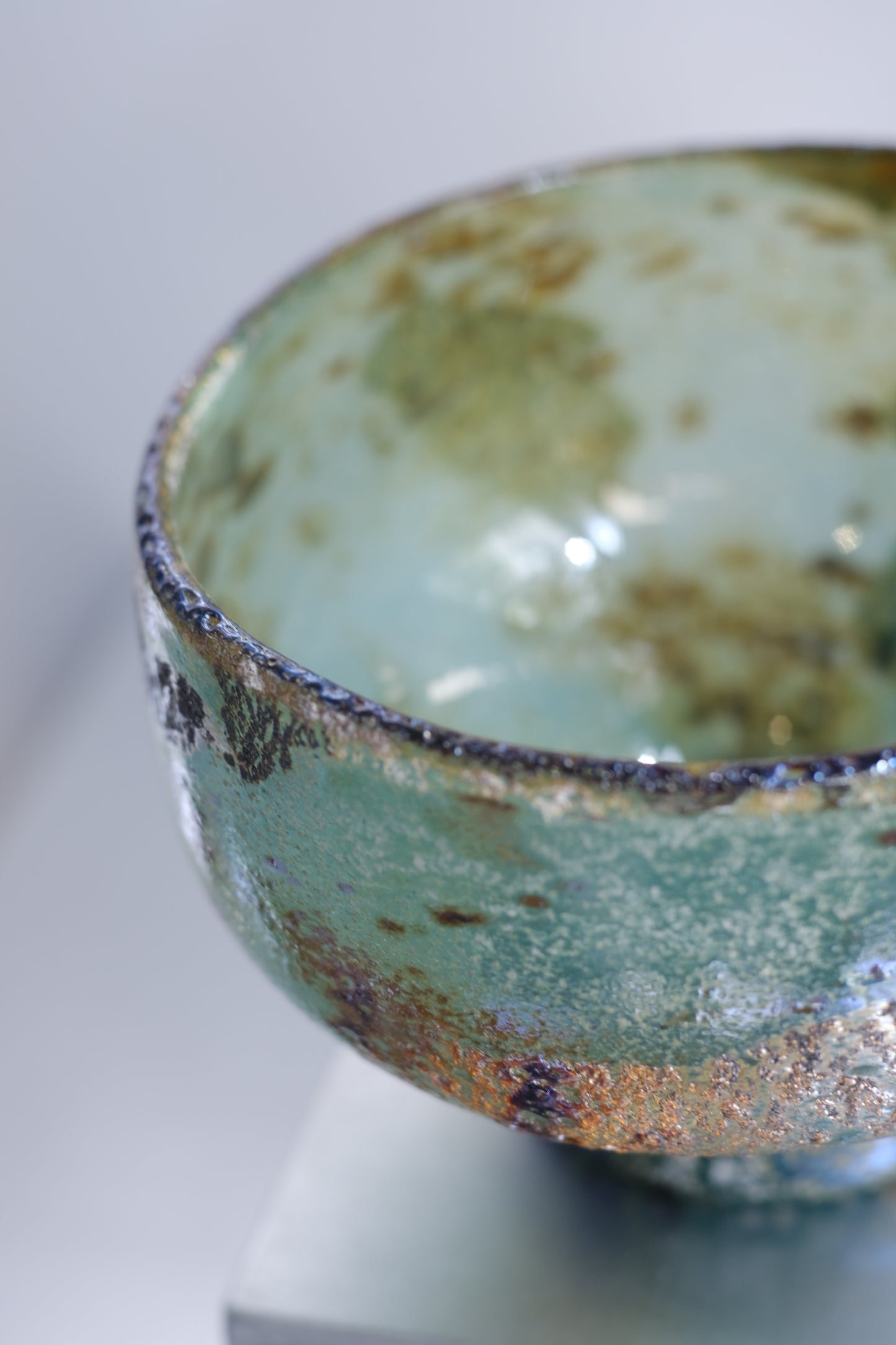 辻野剛 "abyss"玻璃茶碗 - 青綠07