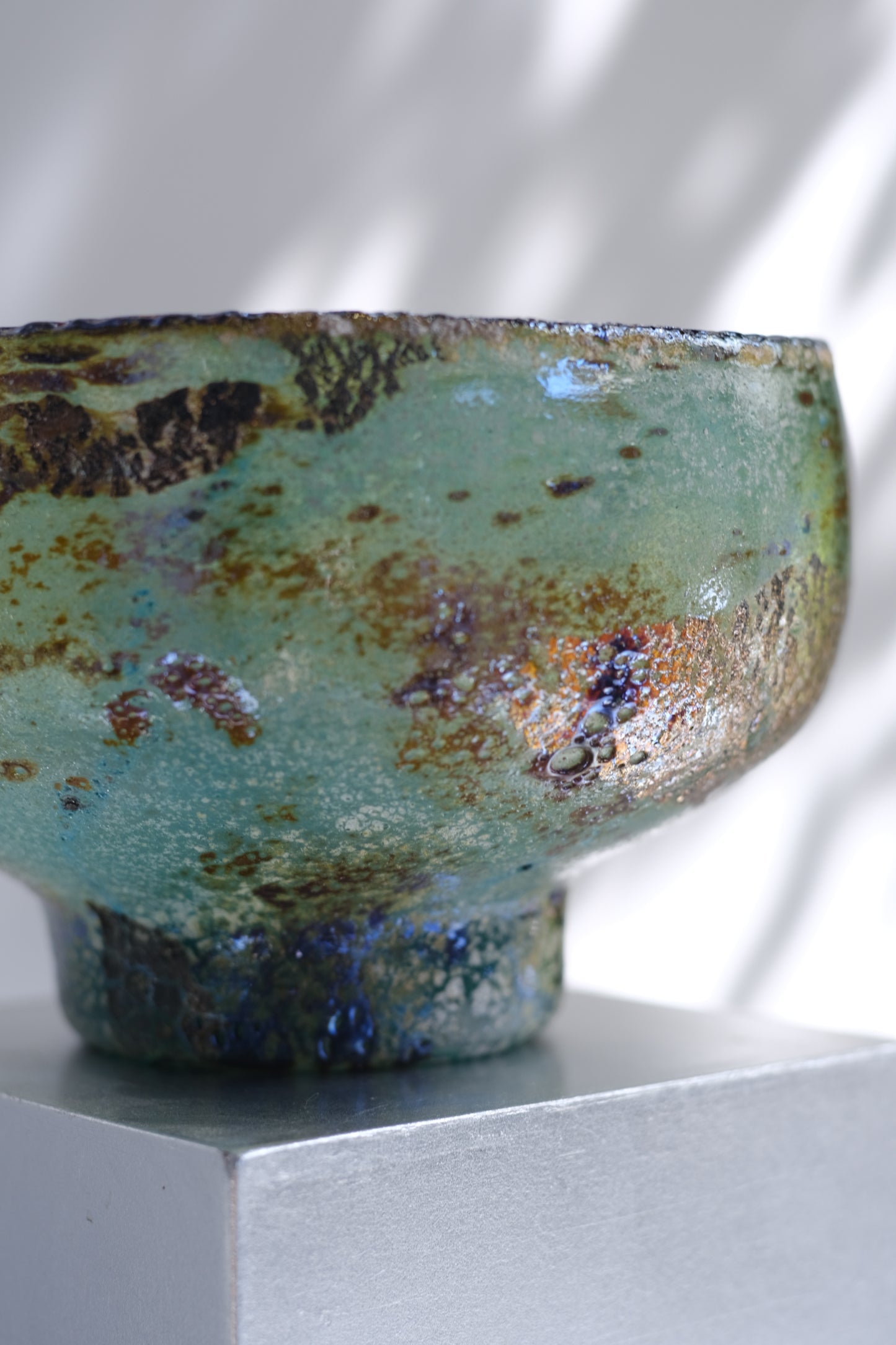 辻野剛 "abyss"玻璃茶碗 - 青綠07