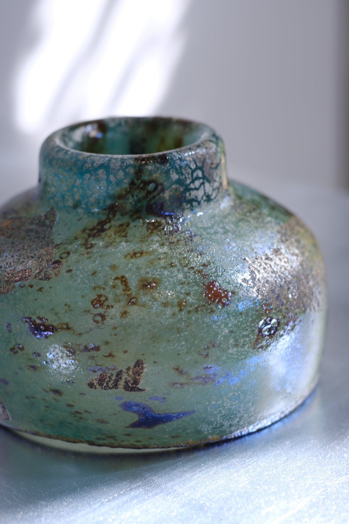 辻野剛 "abyss"玻璃茶碗 - 青綠07