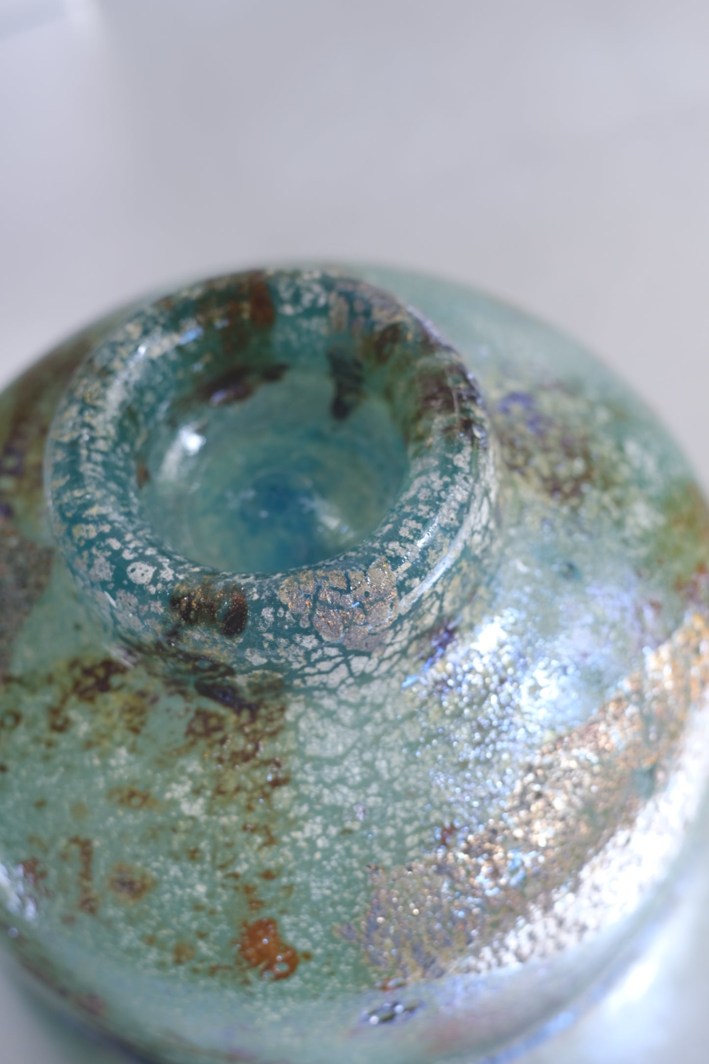 辻野剛 "abyss"玻璃茶碗 - 青綠07