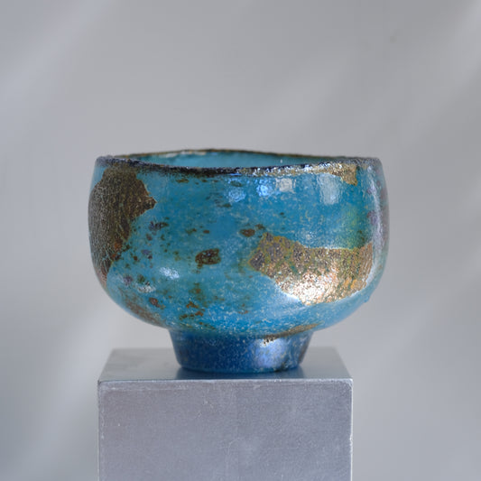 辻野剛 "abyss"玻璃茶碗 - 湛藍04