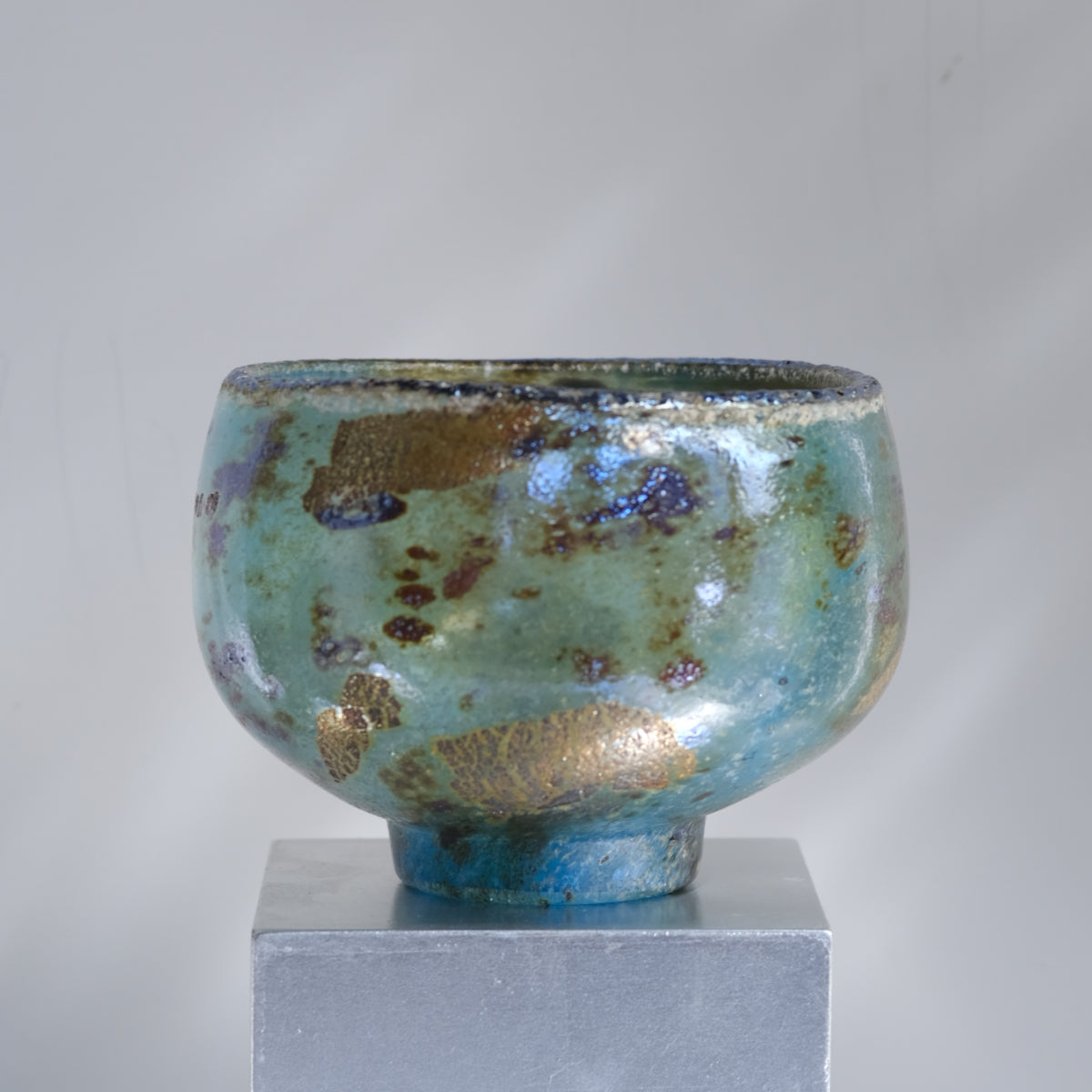 辻野剛 "abyss"玻璃茶碗 - 青綠08