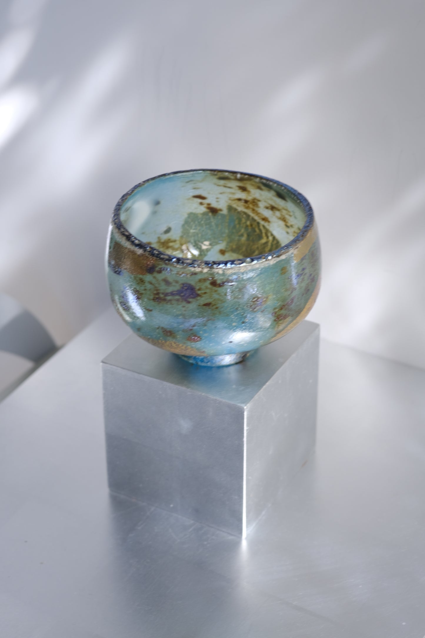 辻野剛 "abyss"玻璃茶碗 - 青綠08