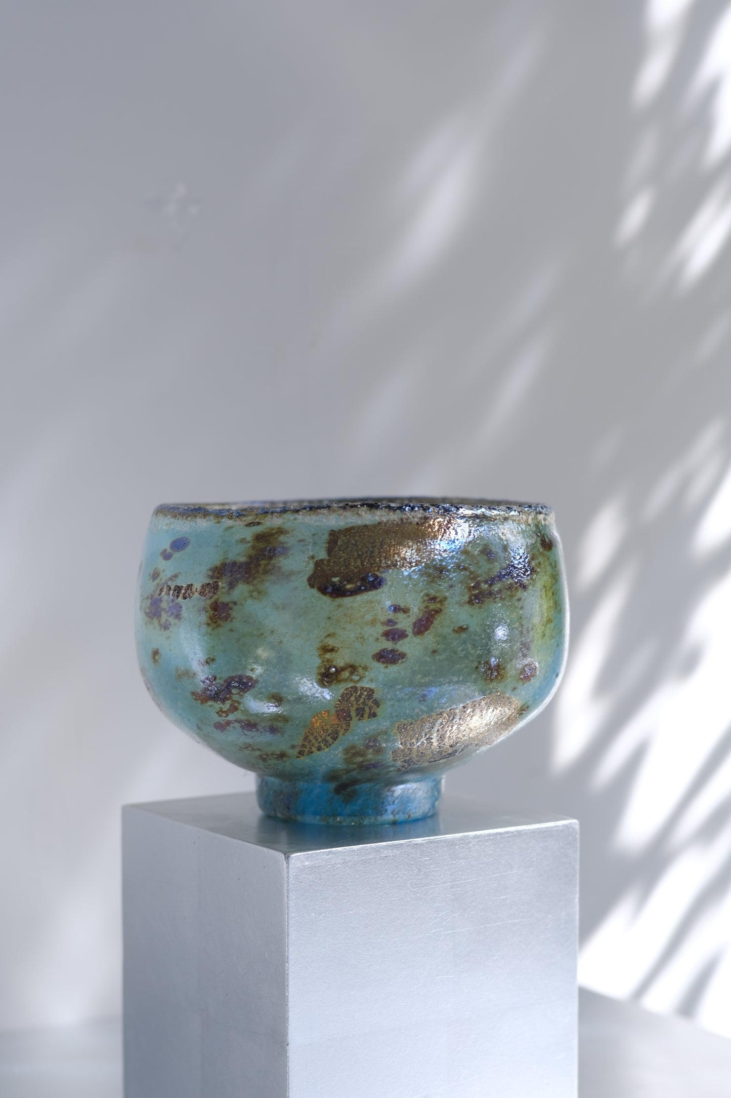 辻野剛 "abyss"玻璃茶碗 - 青綠08