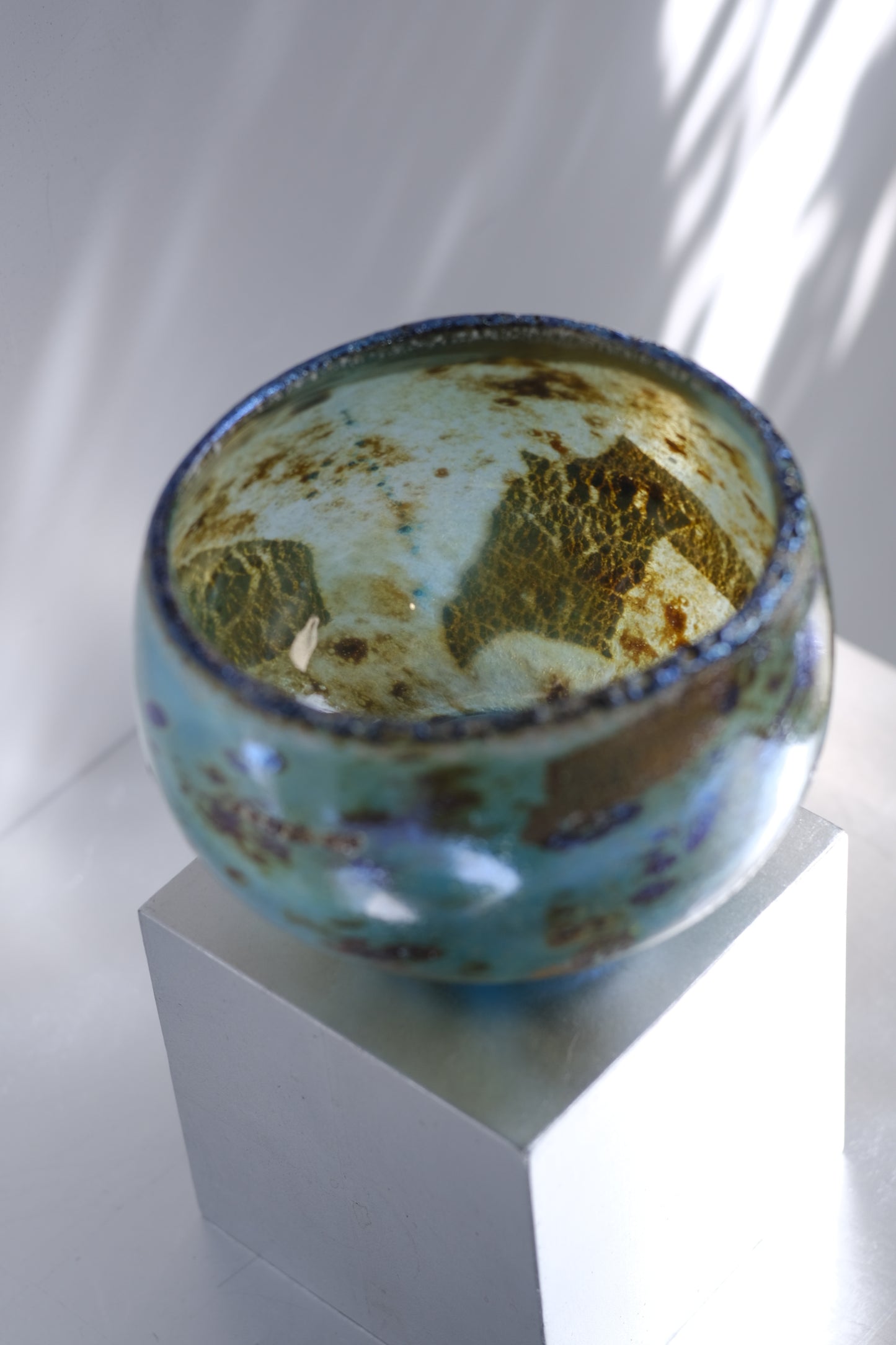 辻野剛 "abyss"玻璃茶碗 - 青綠08