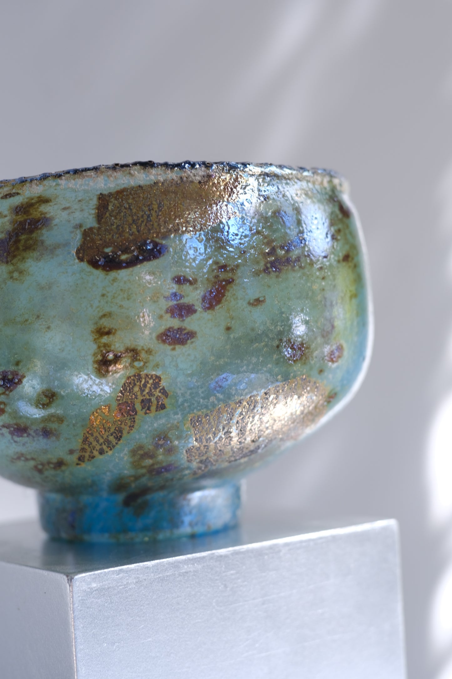 辻野剛 "abyss"玻璃茶碗 - 青綠08