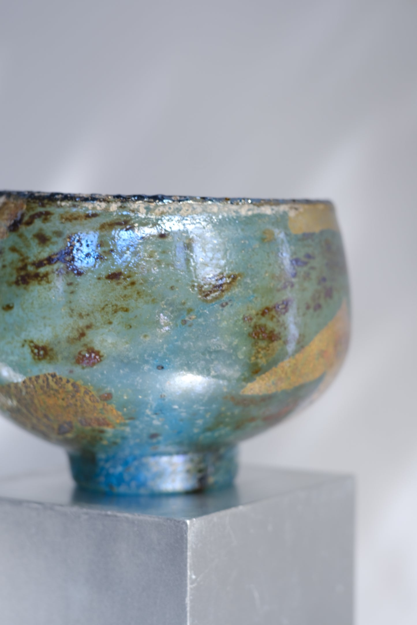 辻野剛 "abyss"玻璃茶碗 - 青綠08