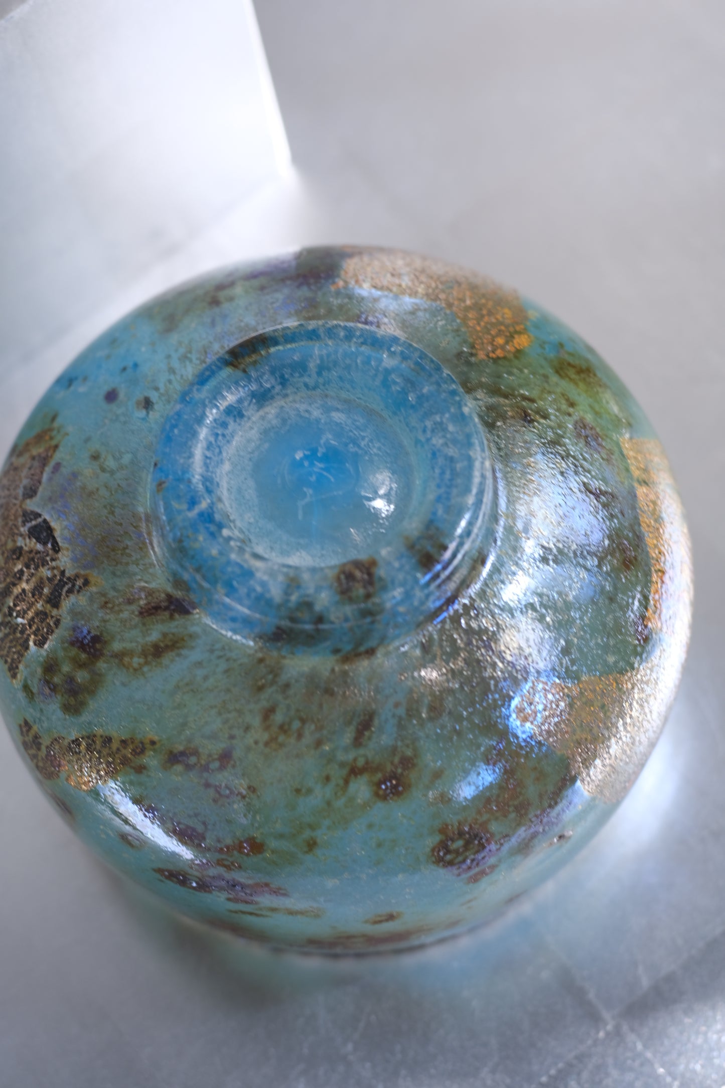 辻野剛 "abyss"玻璃茶碗 - 青綠08