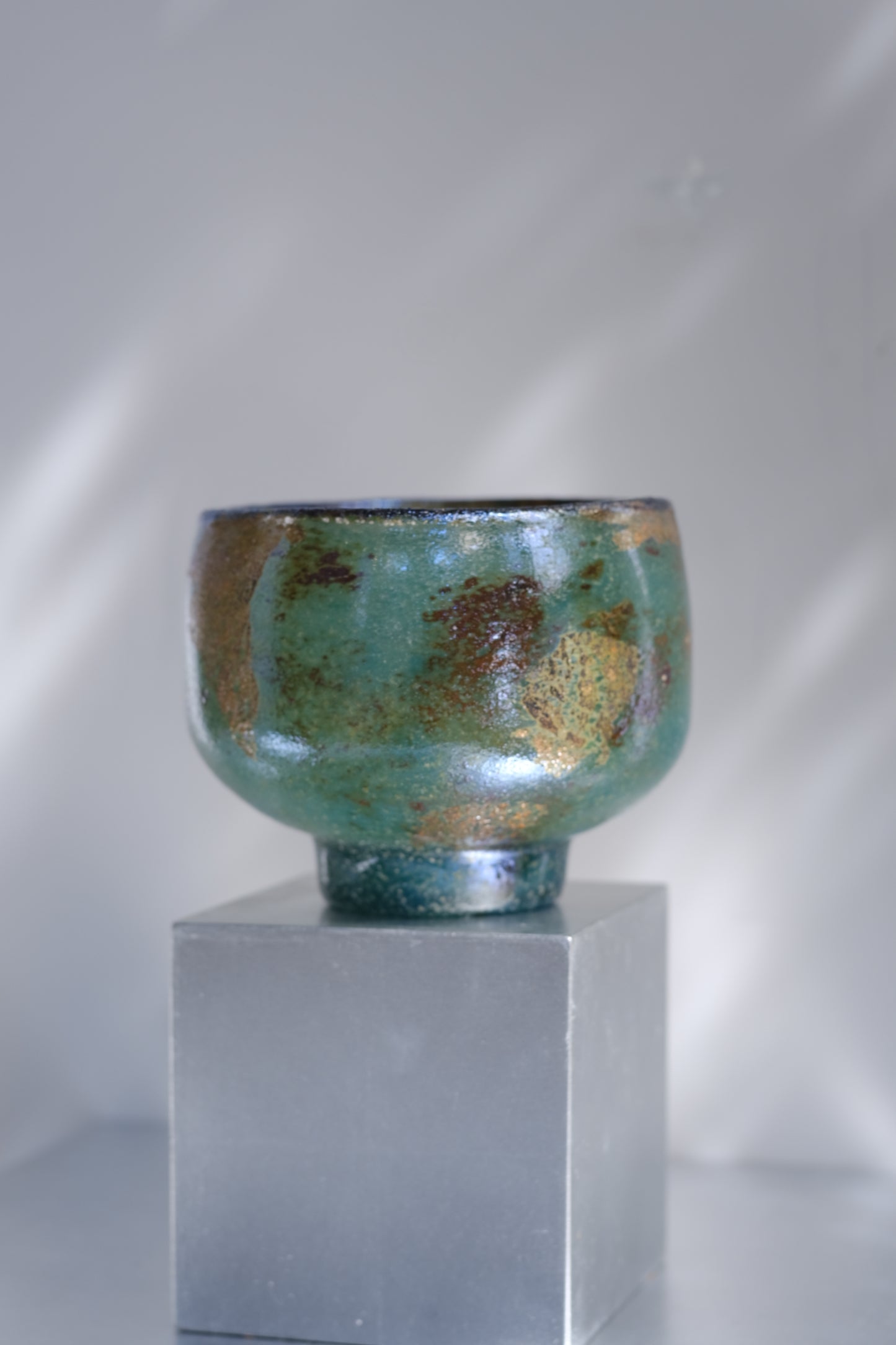 辻野剛 "abyss"玻璃茶碗 - 青綠09