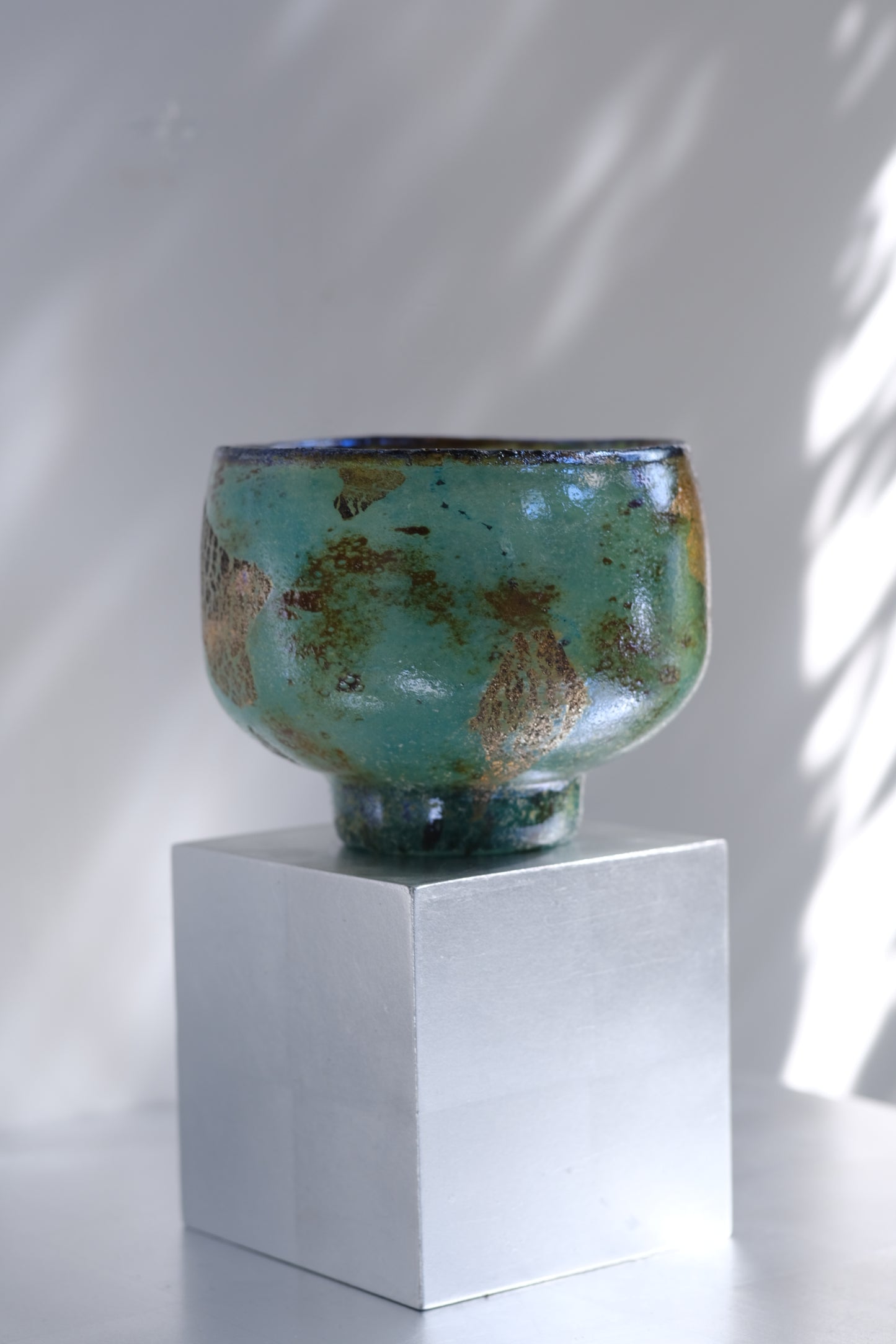 辻野剛 "abyss"玻璃茶碗 - 青綠09