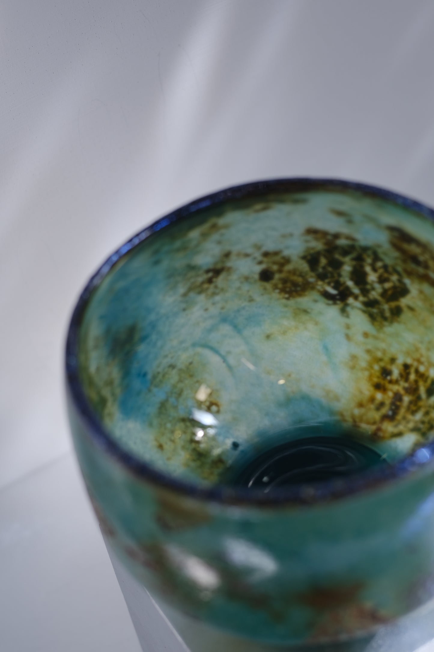 辻野剛 "abyss"玻璃茶碗 - 青綠09