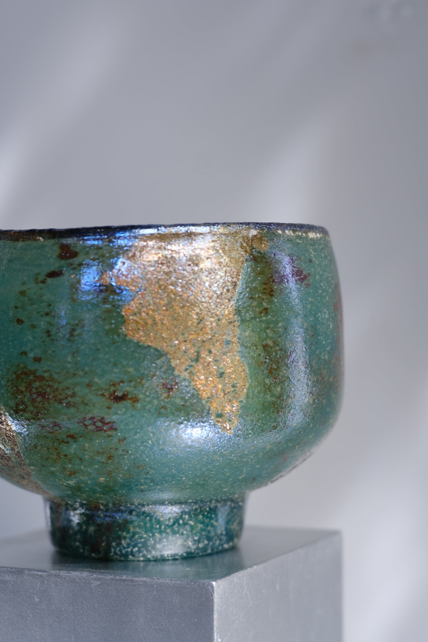 辻野剛 "abyss"玻璃茶碗 - 青綠09