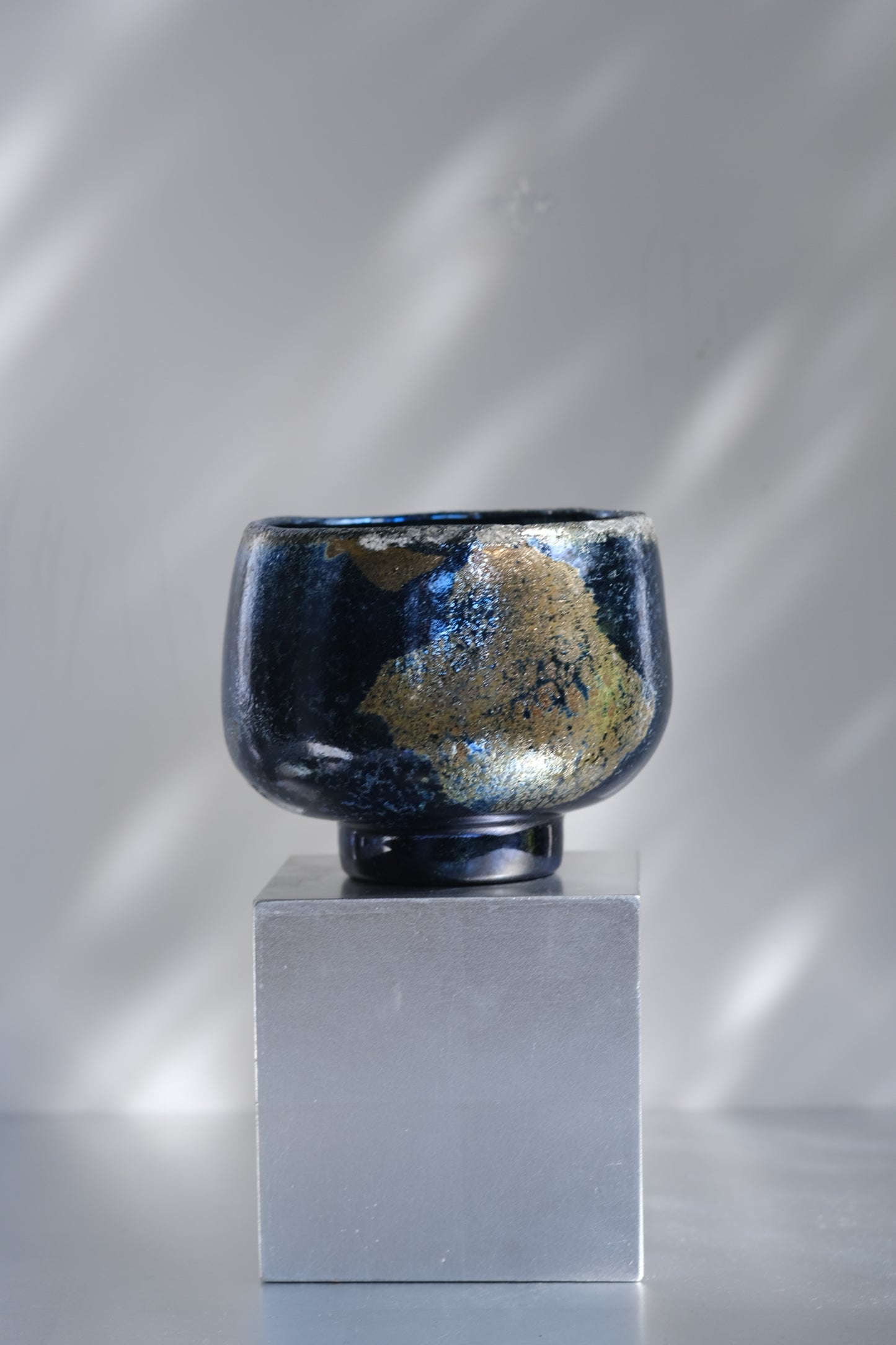 辻野剛 "abyss"玻璃茶碗 - 墨藍11