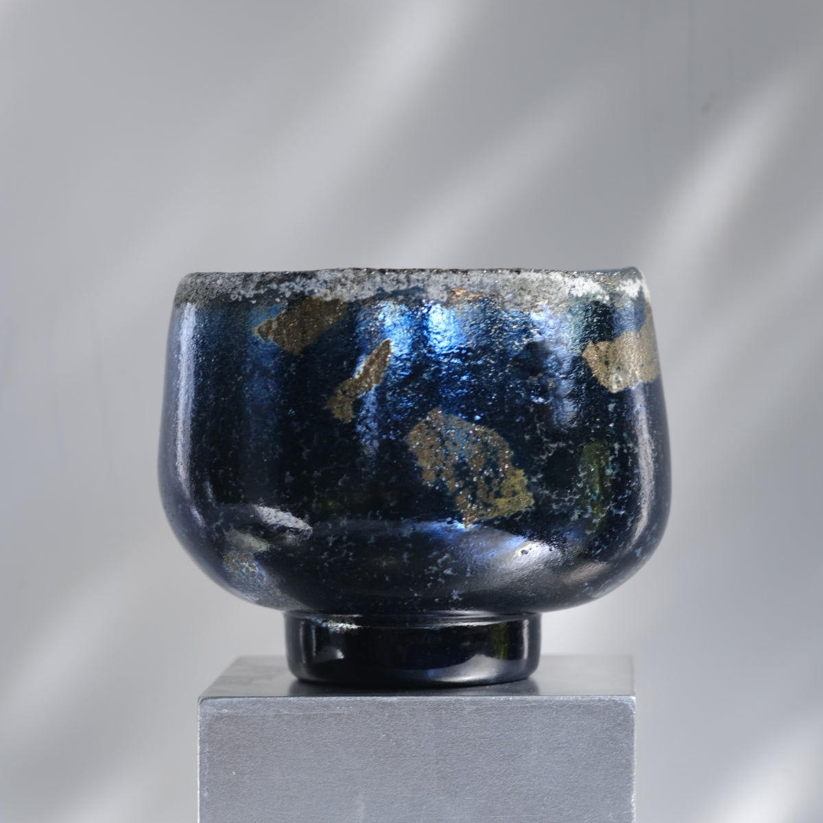 辻野剛 "abyss"玻璃茶碗 - 墨藍11