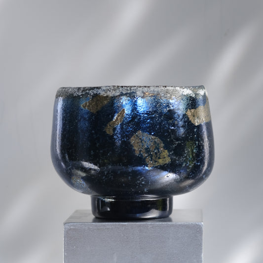 辻野剛 "abyss"玻璃茶碗 - 墨藍11