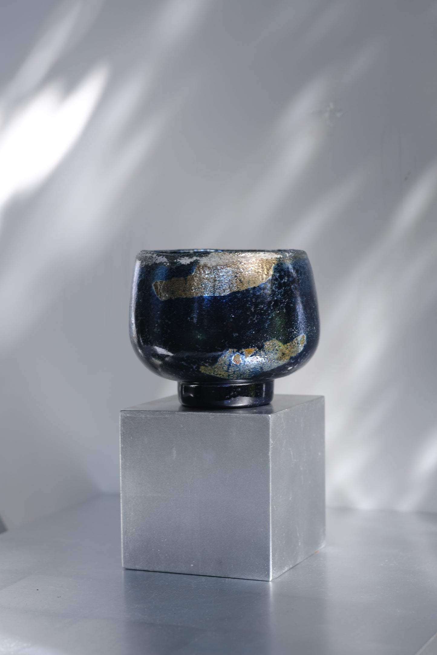 辻野剛 "abyss"玻璃茶碗 - 墨藍11