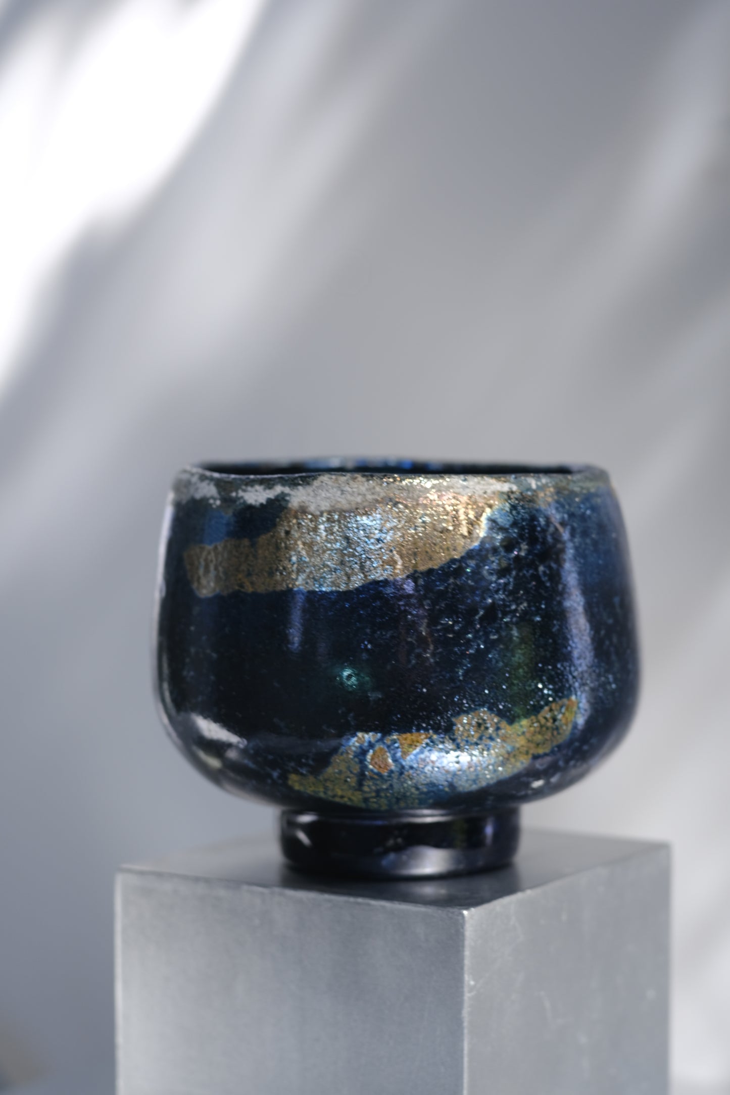 辻野剛 "abyss"玻璃茶碗 - 墨藍11