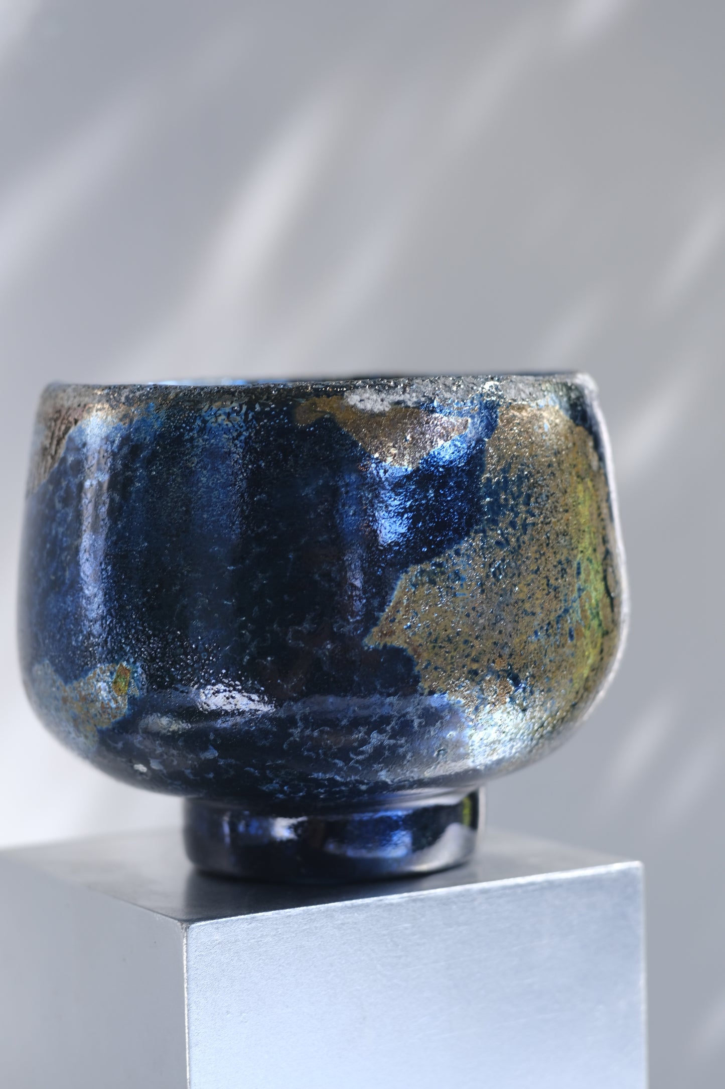 辻野剛 "abyss"玻璃茶碗 - 墨藍11