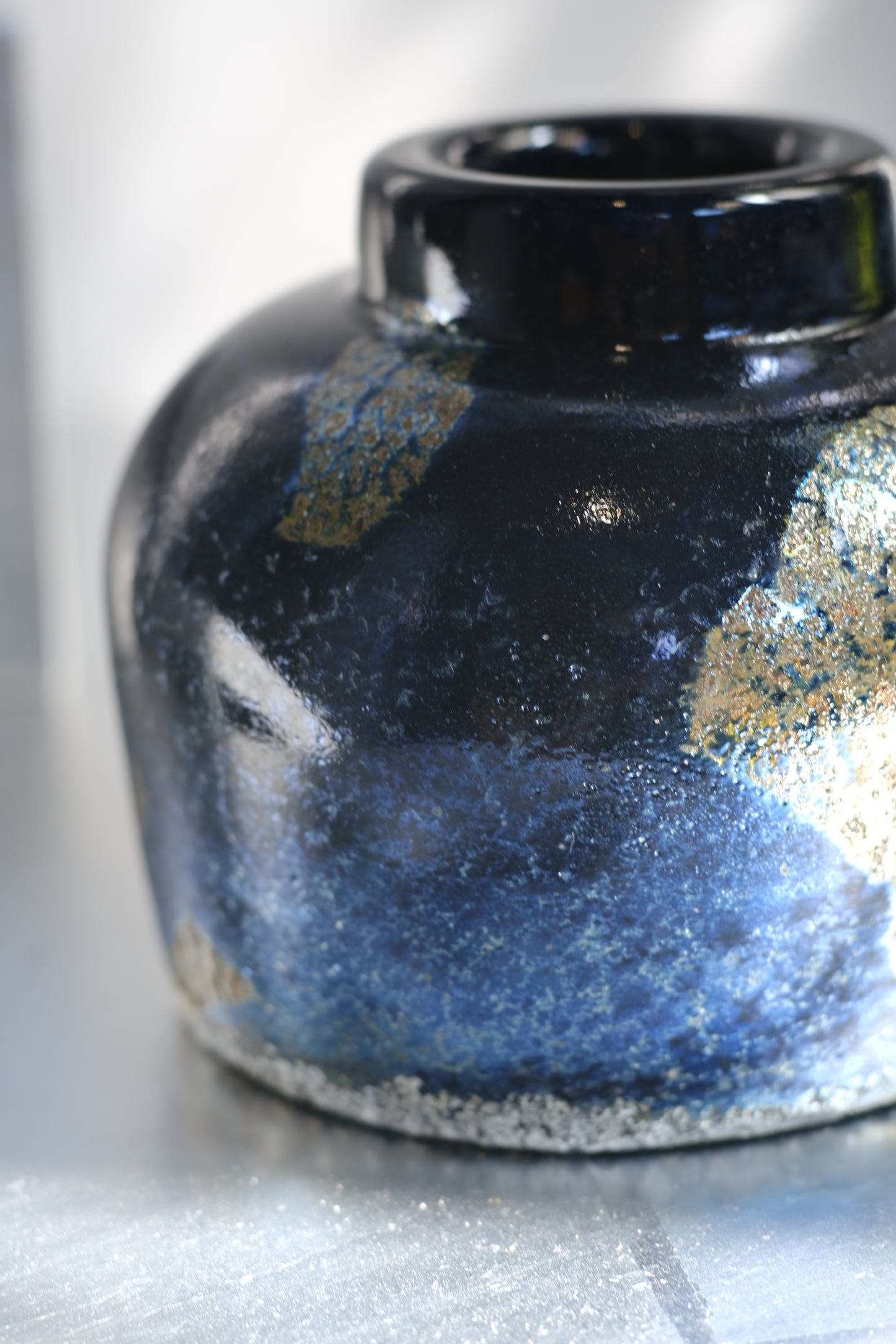 辻野剛 "abyss"玻璃茶碗 - 墨藍11